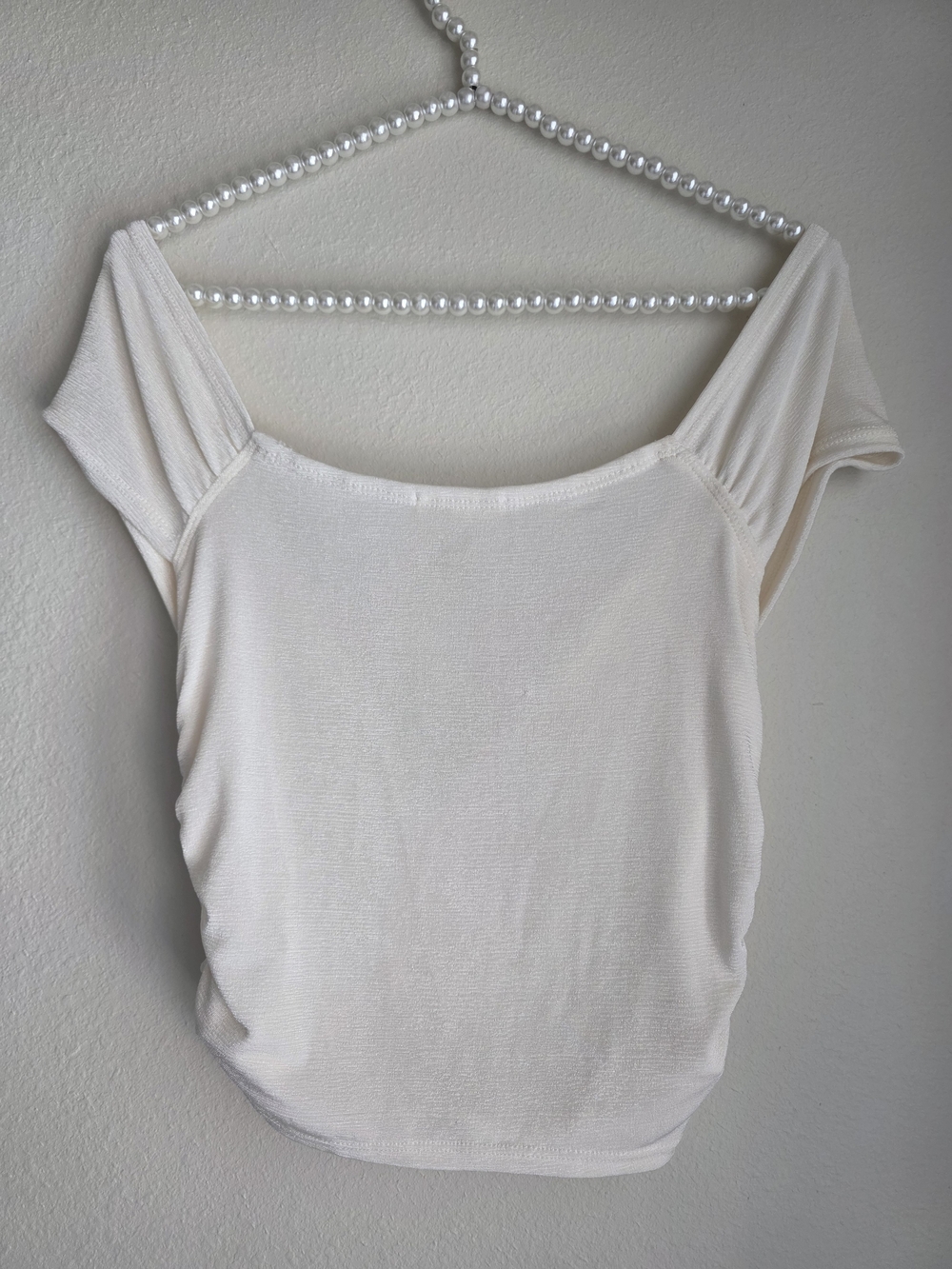 Ruched Cream Cropped Top Altar'd State - Picture 8 of 9